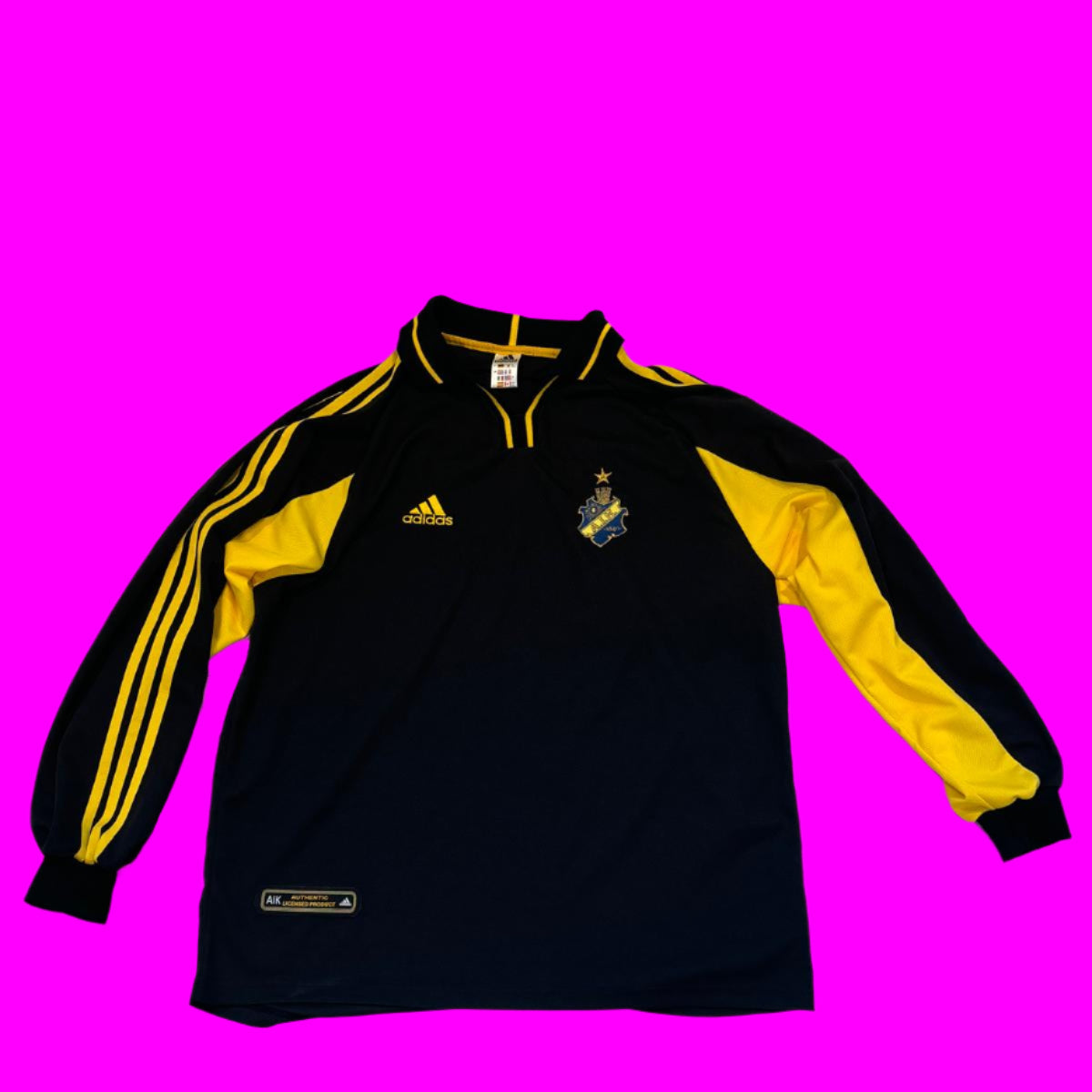 Adidas AIK Stockholm Shirt - Home - Black - Large Men's - Excellent